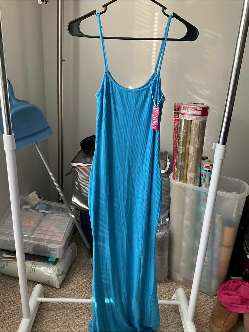 Pumiey Blue Slip Maxi Dress